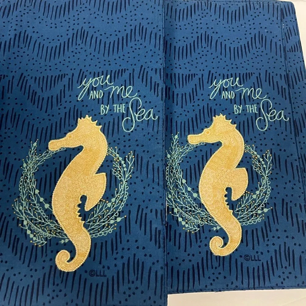Six cotton placemats with seahorse “ you and me by the sea”